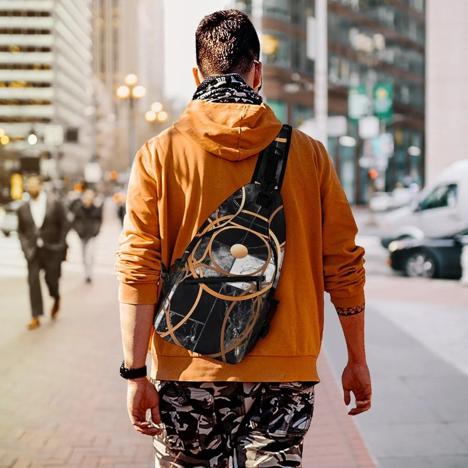 Small Crossbody Sling Backpack Smooth Round Rock Chest Bags for Traveling Chest Fashion Shoulder Bag