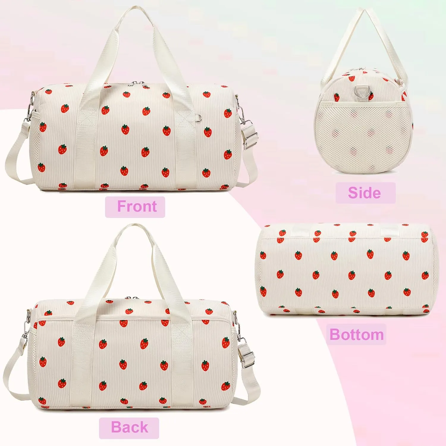 Small Dance Ballet Bag for Girls 4-6 Ballerina Gymnastic Bag Toddler Duffle Dance Bags with Wet Compartment,Corduroy,14”*8.26”*8.26”