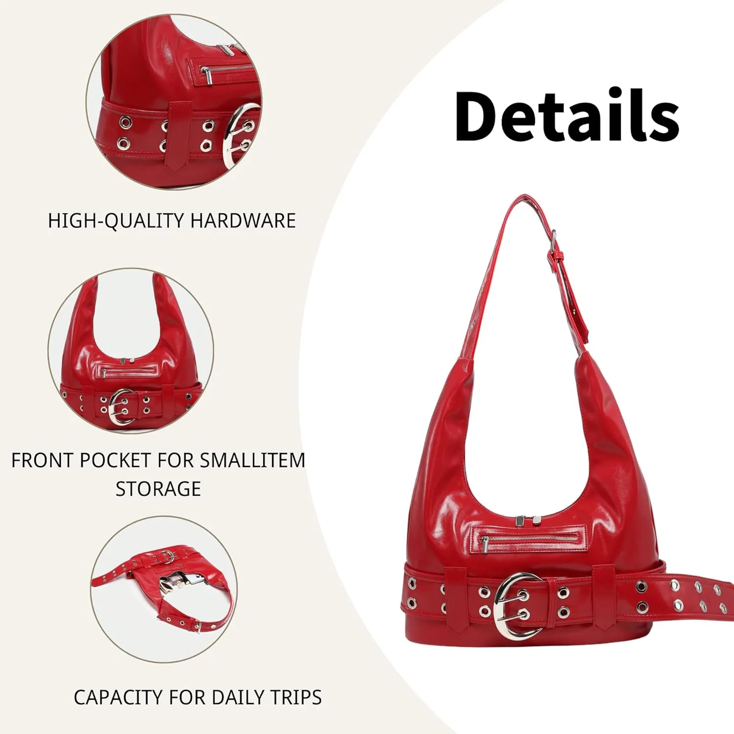 Small Hobo Bag for Women Vegan Leather Slouchy Tote Bag Vintage Shoulder Handbag
