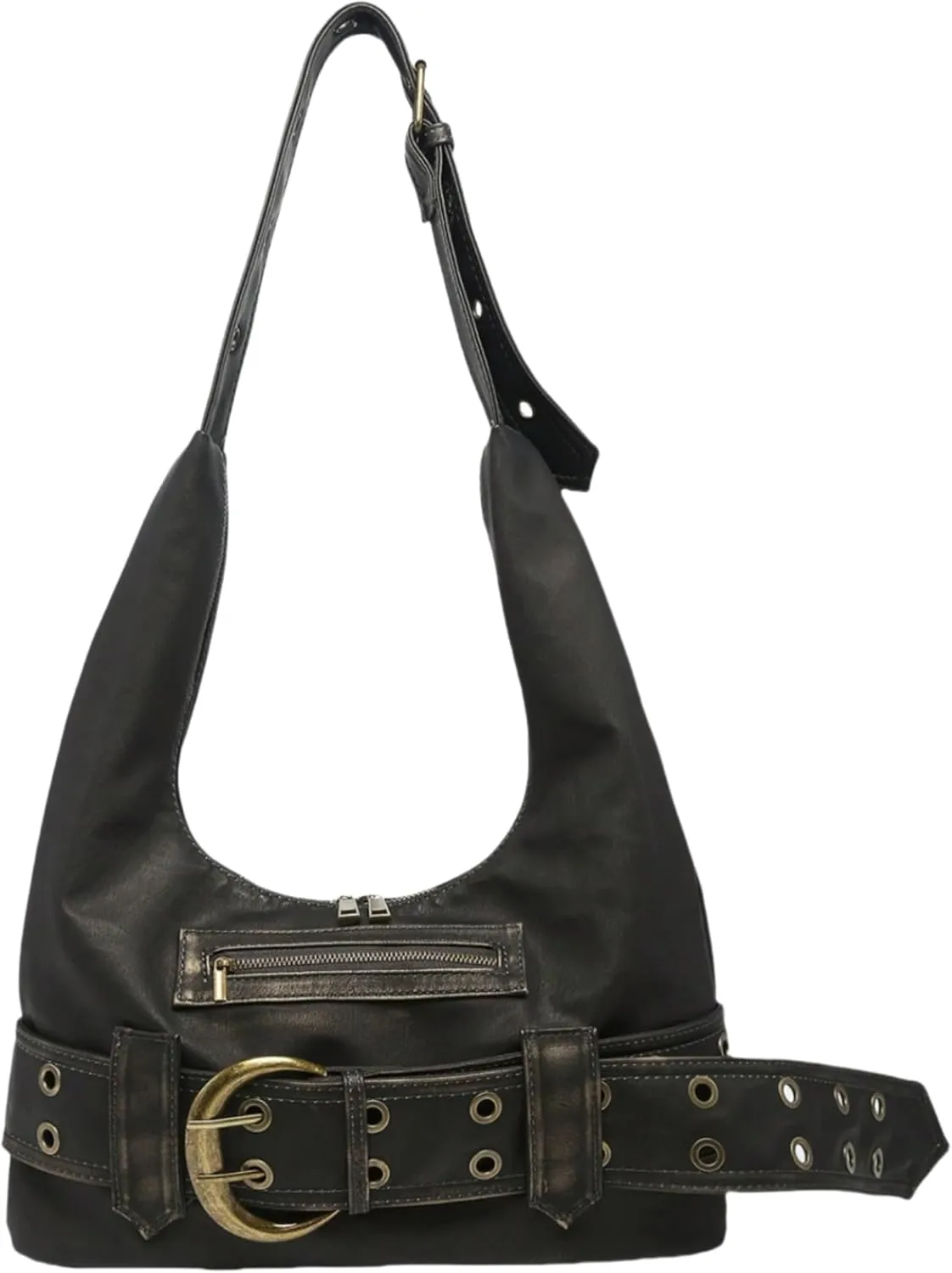 Small Hobo Bag for Women Vegan Leather Slouchy Tote Bag Vintage Shoulder Handbag