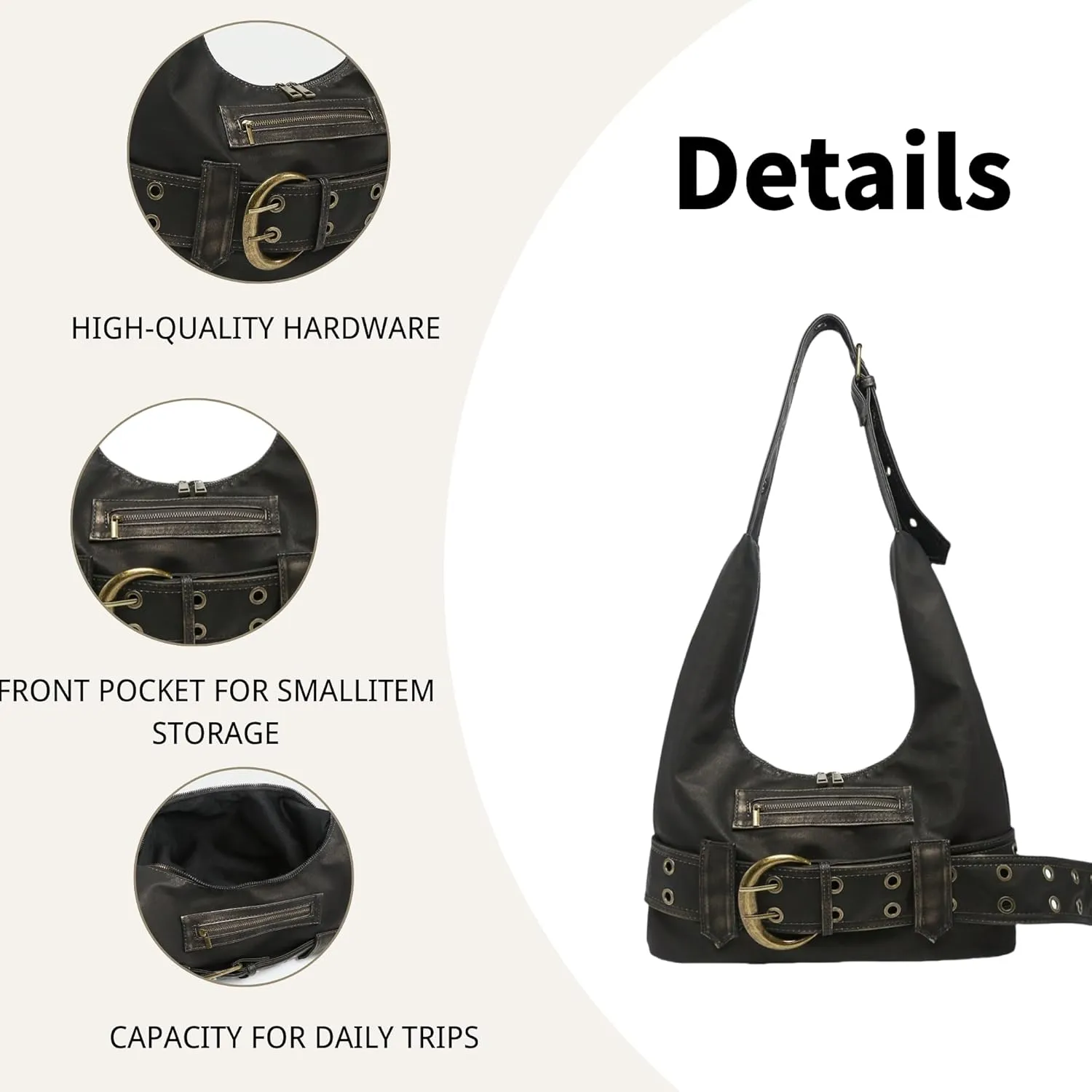 Small Hobo Bag for Women Vegan Leather Slouchy Tote Bag Vintage Shoulder Handbag