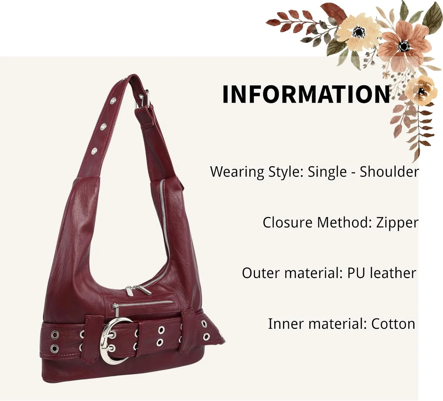 Small Hobo Bag for Women Vegan Leather Slouchy Tote Bag Vintage Shoulder Handbag