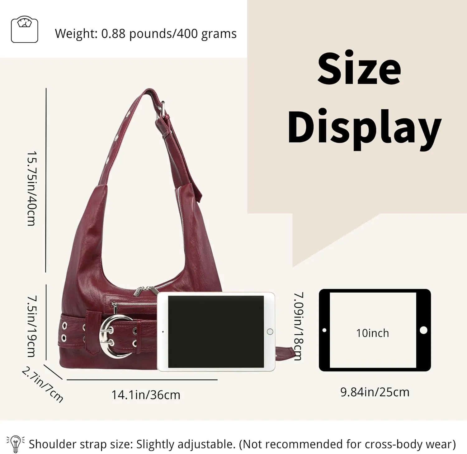 Small Hobo Bag for Women Vegan Leather Slouchy Tote Bag Vintage Shoulder Handbag