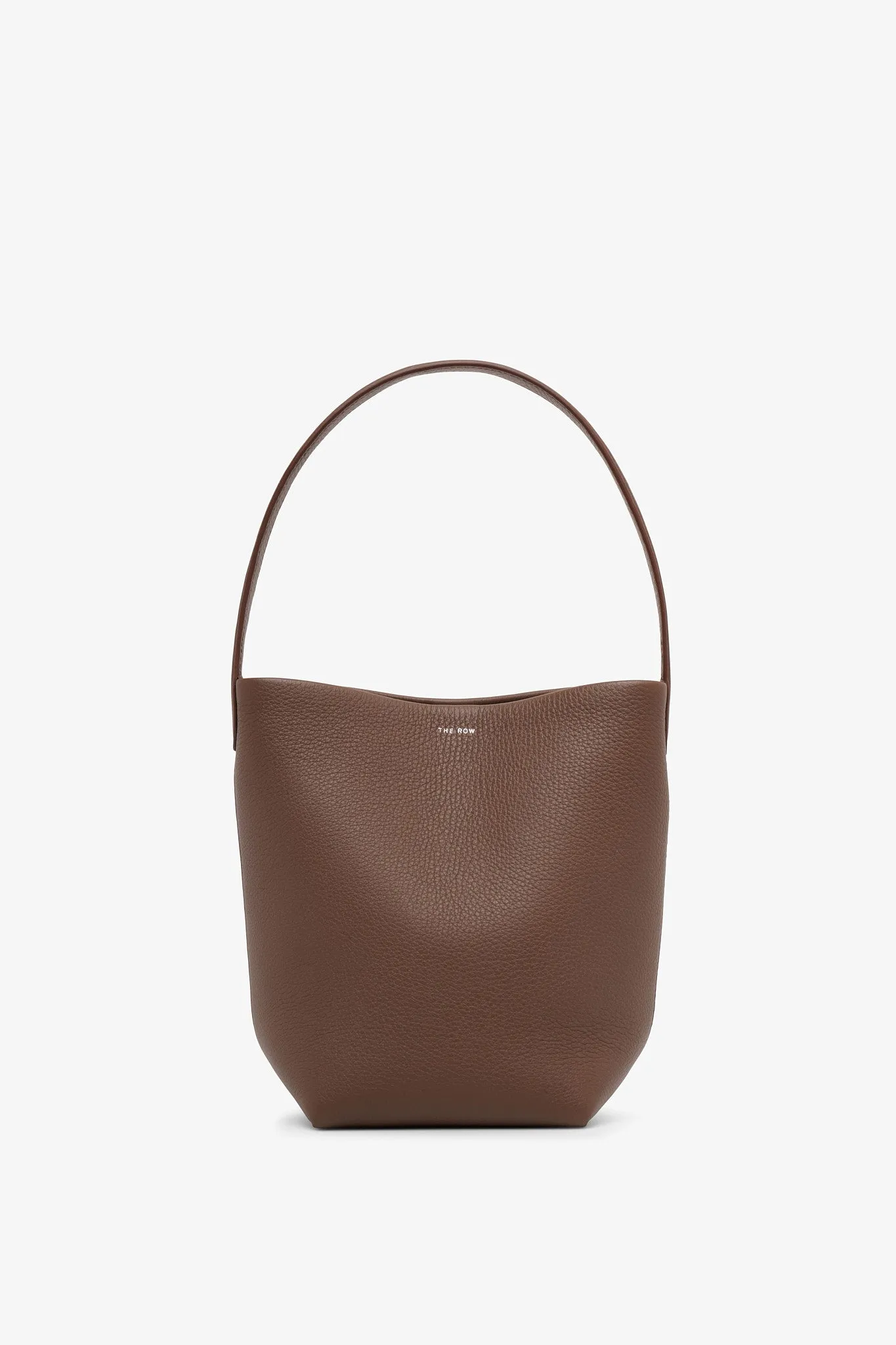 Small N/S dark olive leather tote bag