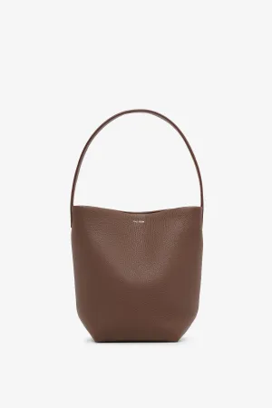 Small N/S dark olive leather tote bag