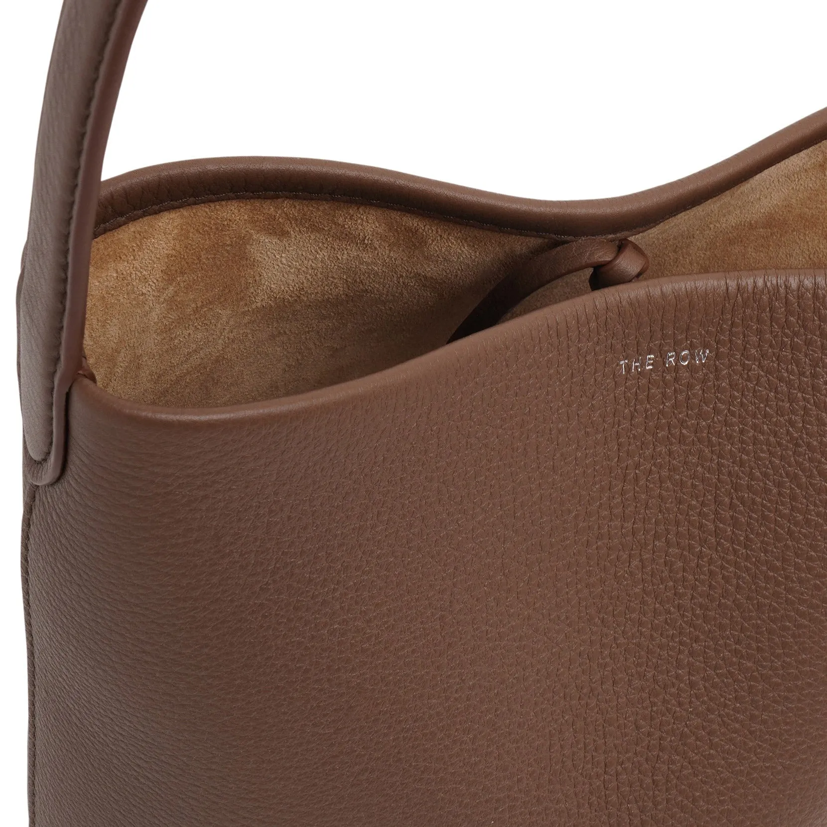 Small N/S dark olive leather tote bag