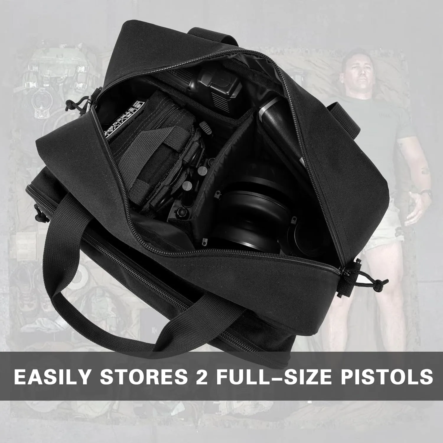 Small Range Bag For 2 Pistols Gun Range Bags For Handguns And Ammo Dual Pistol Handgun Revolver Hunting Bag Gun Carrying Case/Lockable Zippers