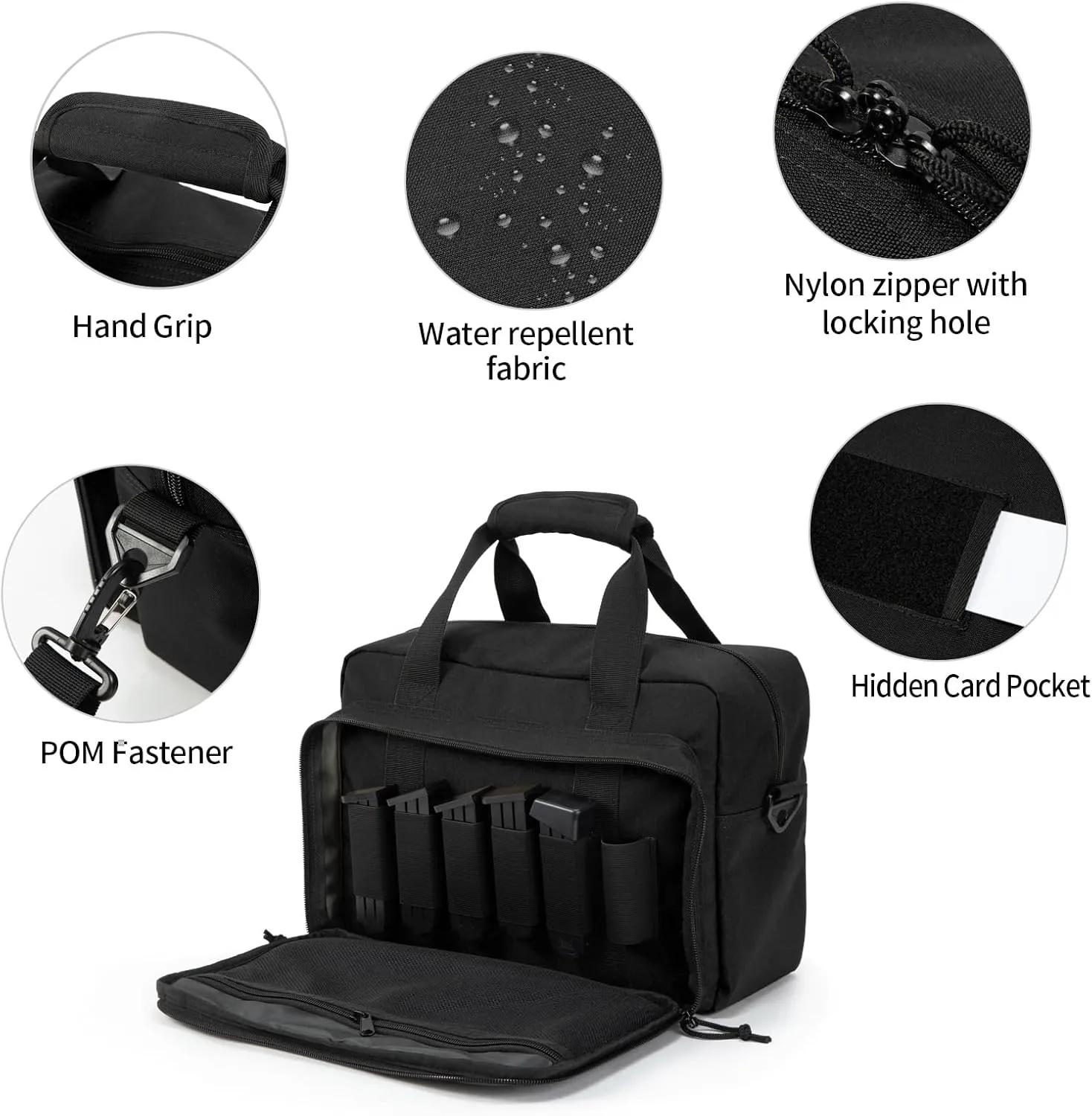 Small Range Bag For 2 Pistols Gun Range Bags For Handguns And Ammo Dual Pistol Handgun Revolver Hunting Bag Gun Carrying Case/Lockable Zippers