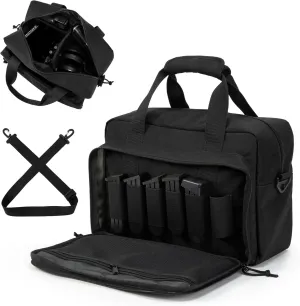 Small Range Bag For 2 Pistols Gun Range Bags For Handguns And Ammo Dual Pistol Handgun Revolver Hunting Bag Gun Carrying Case/Lockable Zippers