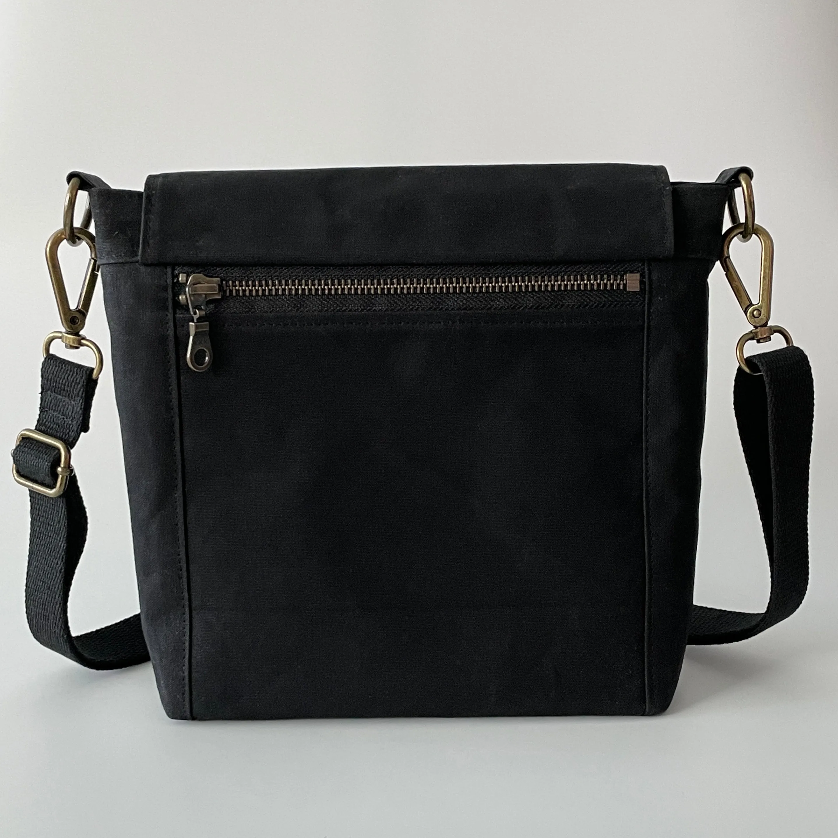 Small Waxed Canvas Satchel, Black