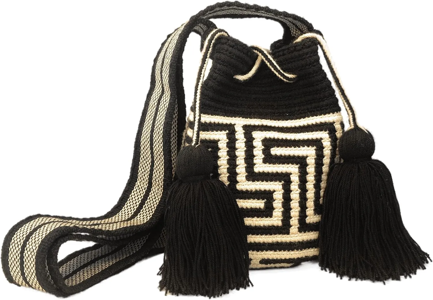 SMALL Wayuu Mochila Bag For Women, Colombian boho bags, Handmade With Big Nice-Looking Tassels