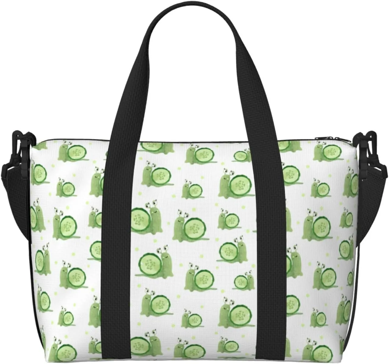 Snails Cucumber Slices Travel Duffle Bag For Women Men Weekender Overnight Bag Gym Bag For Women, Carry On Airport Bag, Travel Tote Bag With Strap For Gym Travel Business Trips