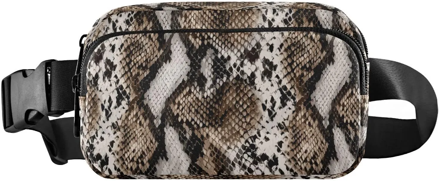 Snake Skin Print Fanny Pack for Women Crossbody Bags Animal Skin Print Belt Bag Waterproof Fashion Waist Packs Unisex with Adjustable Strap for Running Workout Travel Hiking Cycling