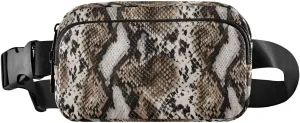 Snake Skin Print Fanny Pack for Women Crossbody Bags Animal Skin Print Belt Bag Waterproof Fashion Waist Packs Unisex with Adjustable Strap for Running Workout Travel Hiking Cycling