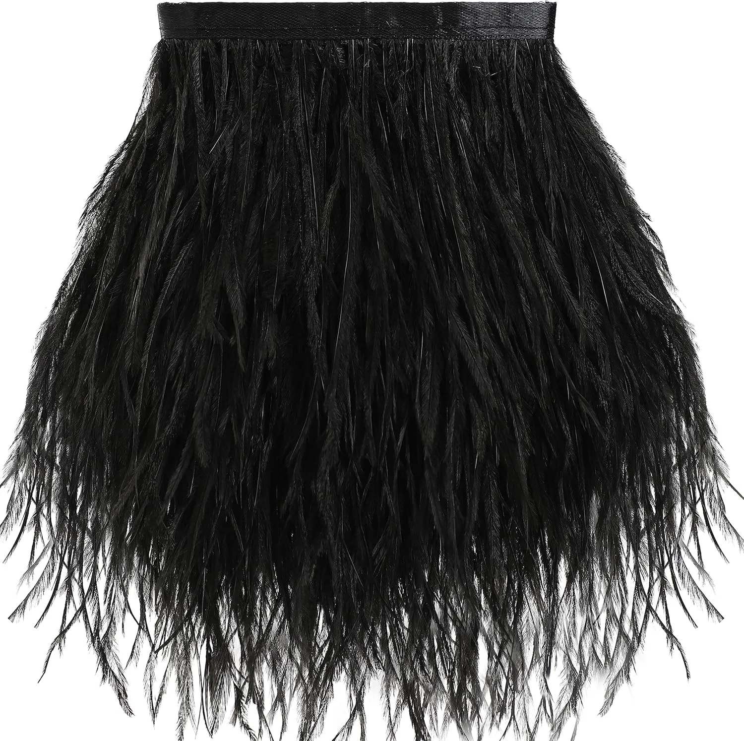 Soarer Black Ostrich Feather Trim - 2Yards 5-7inch Feathers Fringe Trim for DIY Sewing Clothing,Jewelry,Halloween Home Party(Black)