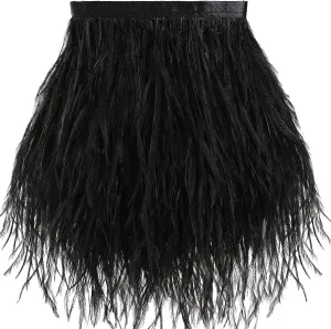 Soarer Black Ostrich Feather Trim - 2Yards 5-7inch Feathers Fringe Trim for DIY Sewing Clothing,Jewelry,Halloween Home Party(Black)