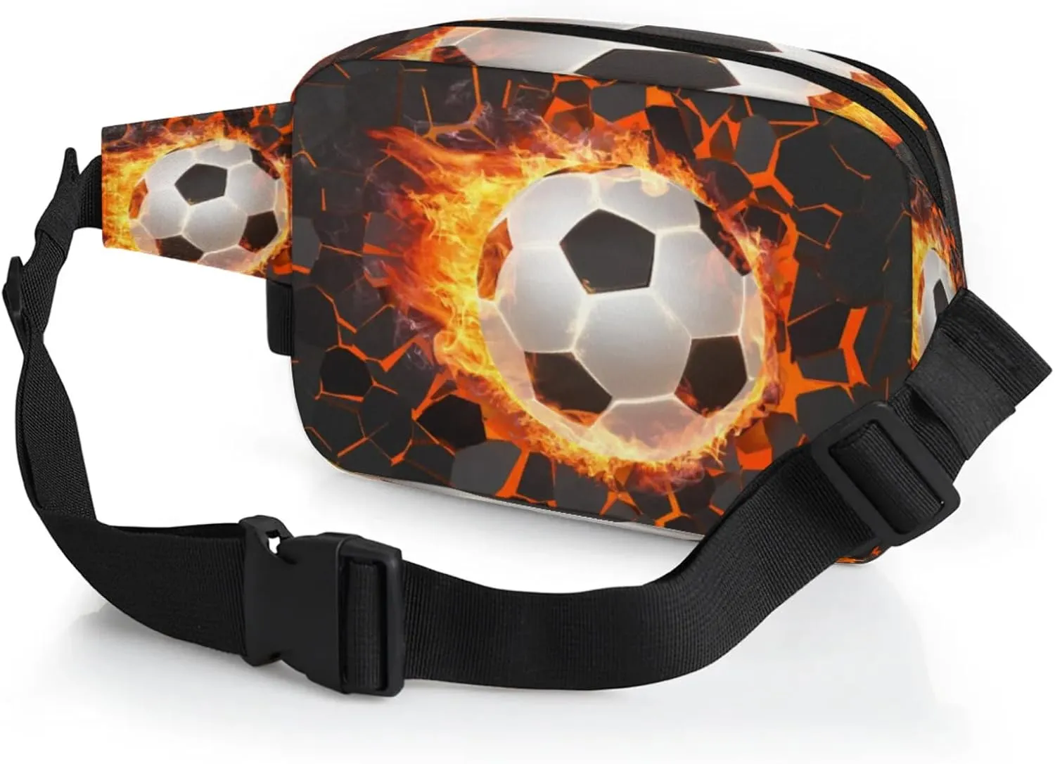 Soccer Fire Fanny Packs Belt Bag Fashion Crossbody Bag Bum Bag Waist Bag with Adjustable Strap for Outdoors Workout Casual Traveling Running Hiking Cycling