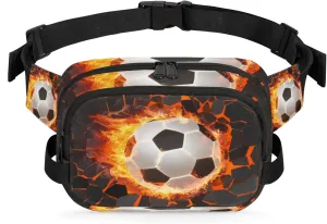 Soccer Fire Fanny Packs Belt Bag Fashion Crossbody Bag Bum Bag Waist Bag with Adjustable Strap for Outdoors Workout Casual Traveling Running Hiking Cycling