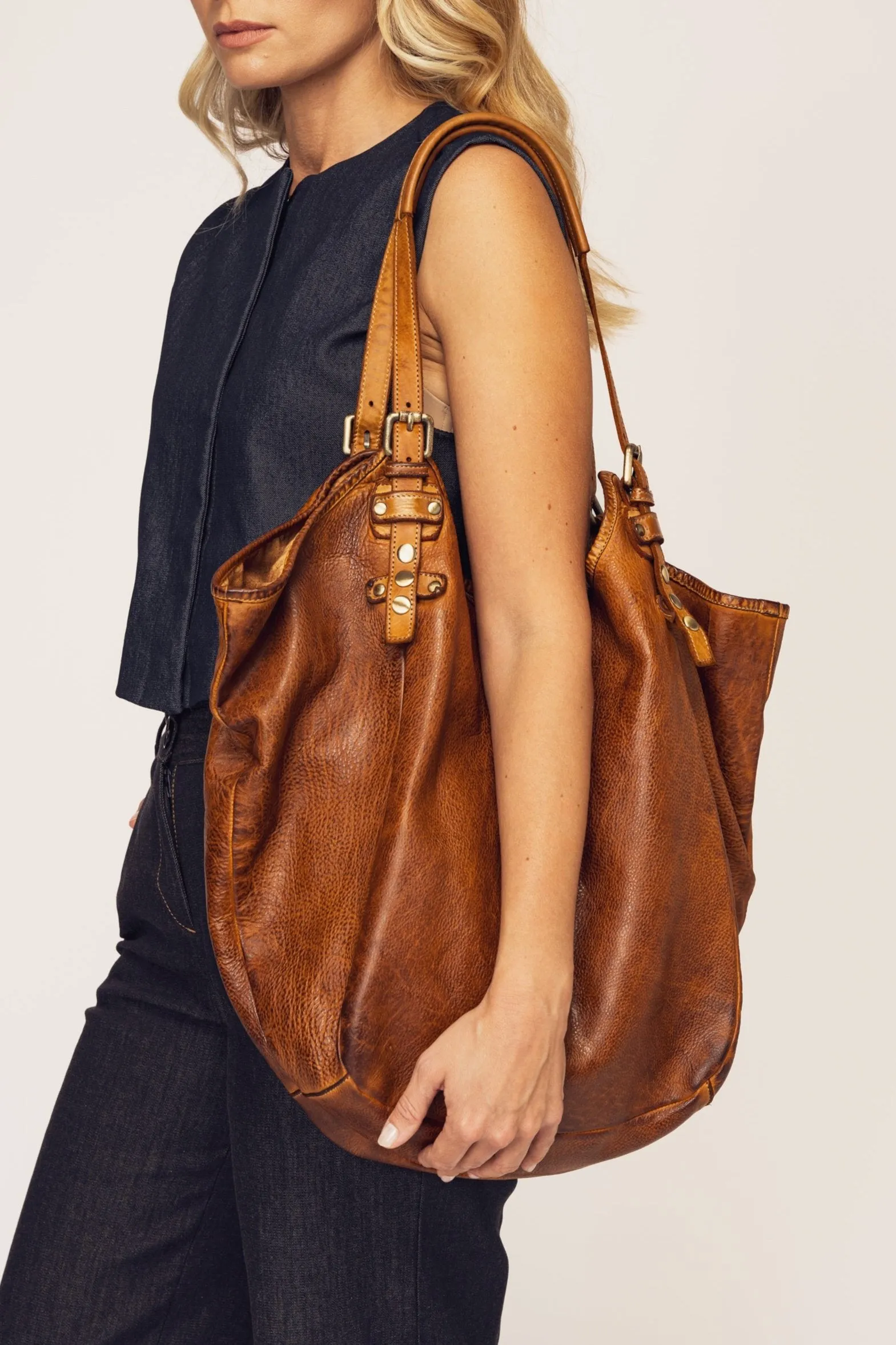 Soft & Slouchy Hobo - Cognac Rocks