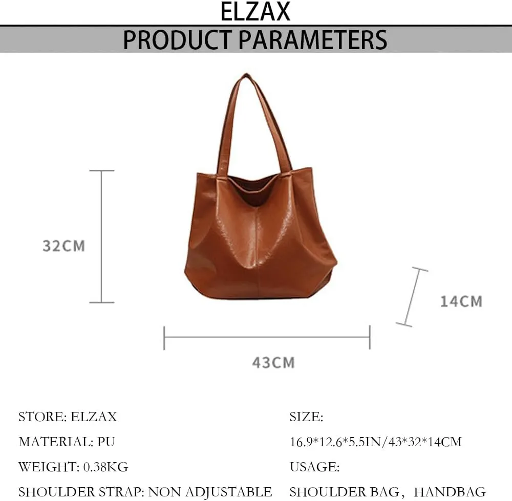 Soft Leather Hobo Bags for Women Vintage Slouchy Tote Bag Hobo Purses and Handbags Large Capacity Shoulder Bag