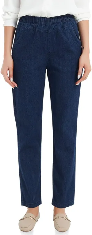 Soojun Women's Elastic Waist Jeans Stretch Pull On Pants