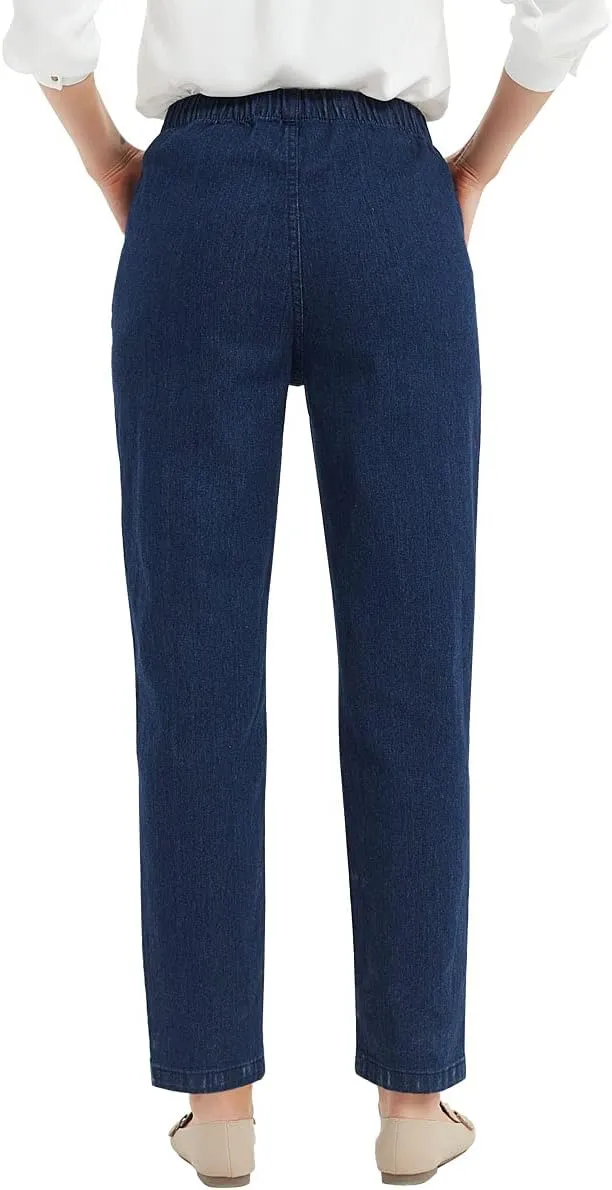 Soojun Women's Elastic Waist Jeans Stretch Pull On Pants