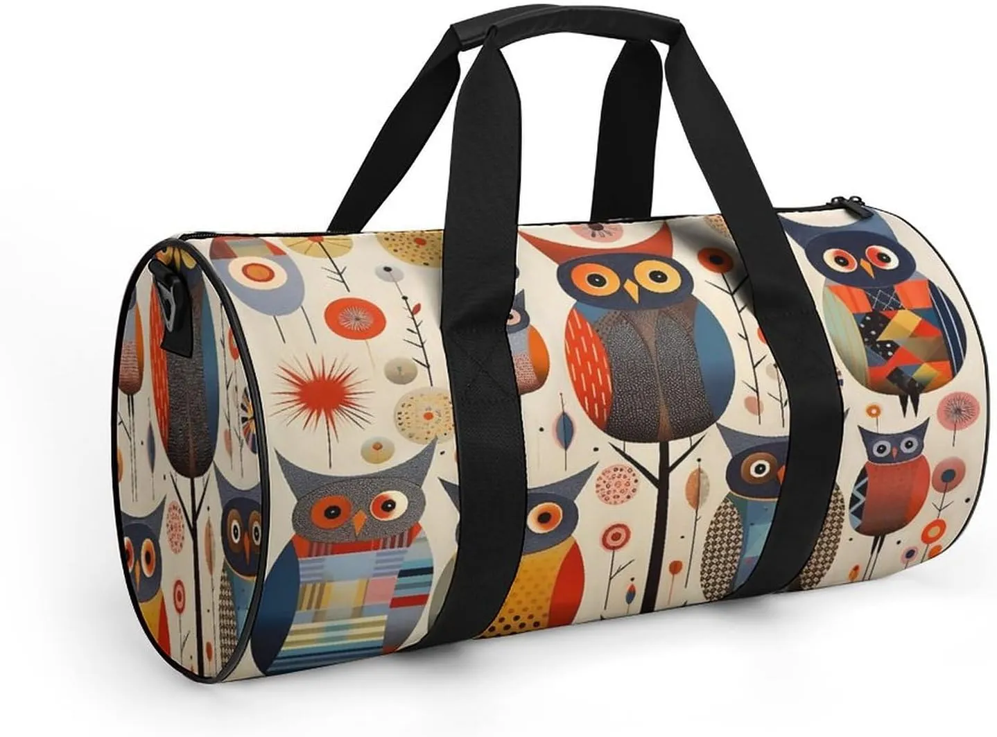 Sports Gym Bag for Women Men Travel Duffel Bag Tote Weekender Bag Patchwork Owl Carry on Overnight Bag for Travel Swimming Fitness Workout Sports Duffle Bag