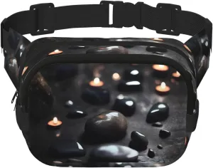 Square Double Layer Waist Bag - Crossbody Bag/Adjustable Strap Chest,for Travel Workout Running print Black Mystery Heart Stone