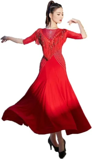 Standard Dance Dress Ballroom Competition Dresses Tassel Tango Waltz Modern Performance Costume Flamenco Practice Skirt