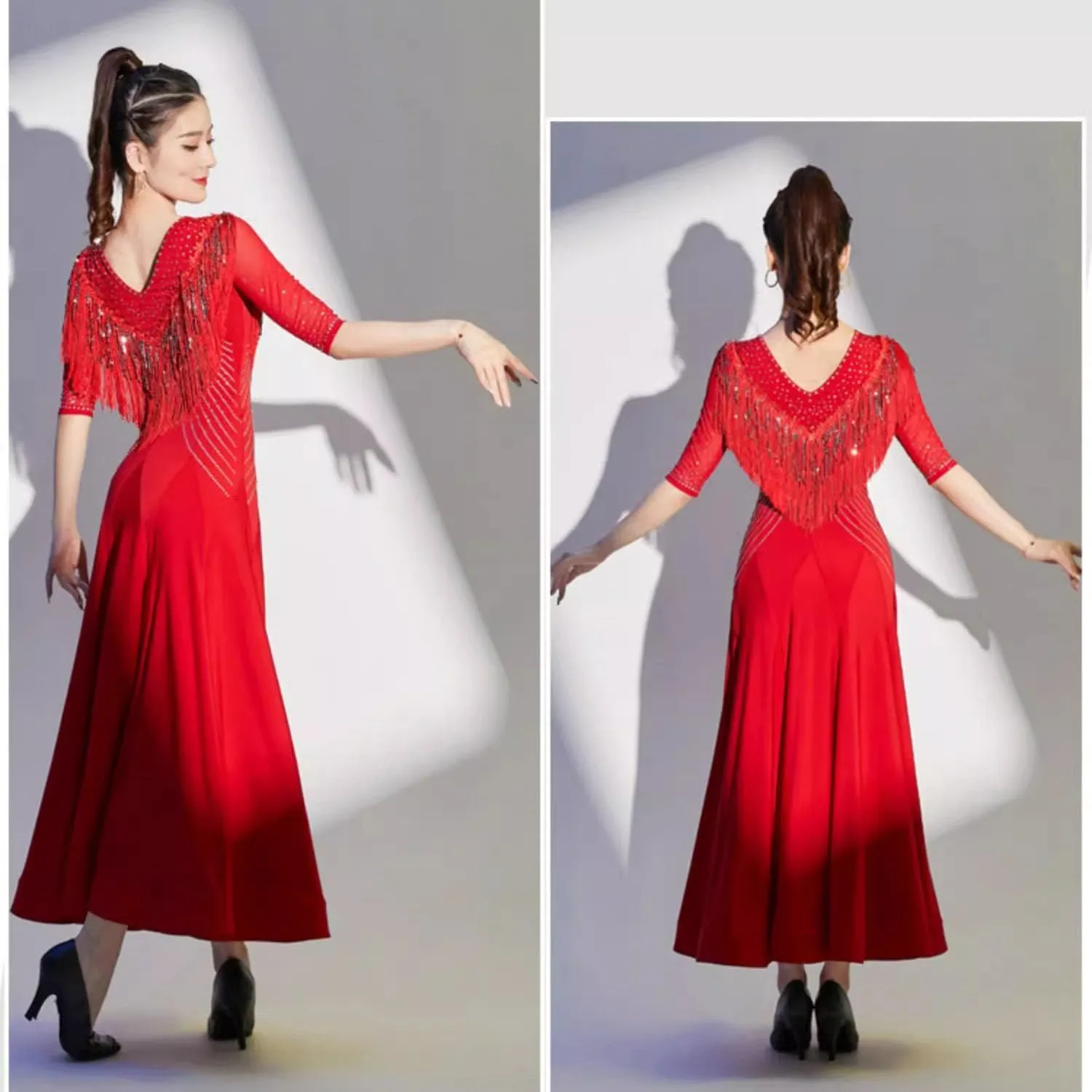 Standard Dance Dress Ballroom Competition Dresses Tassel Tango Waltz Modern Performance Costume Flamenco Practice Skirt