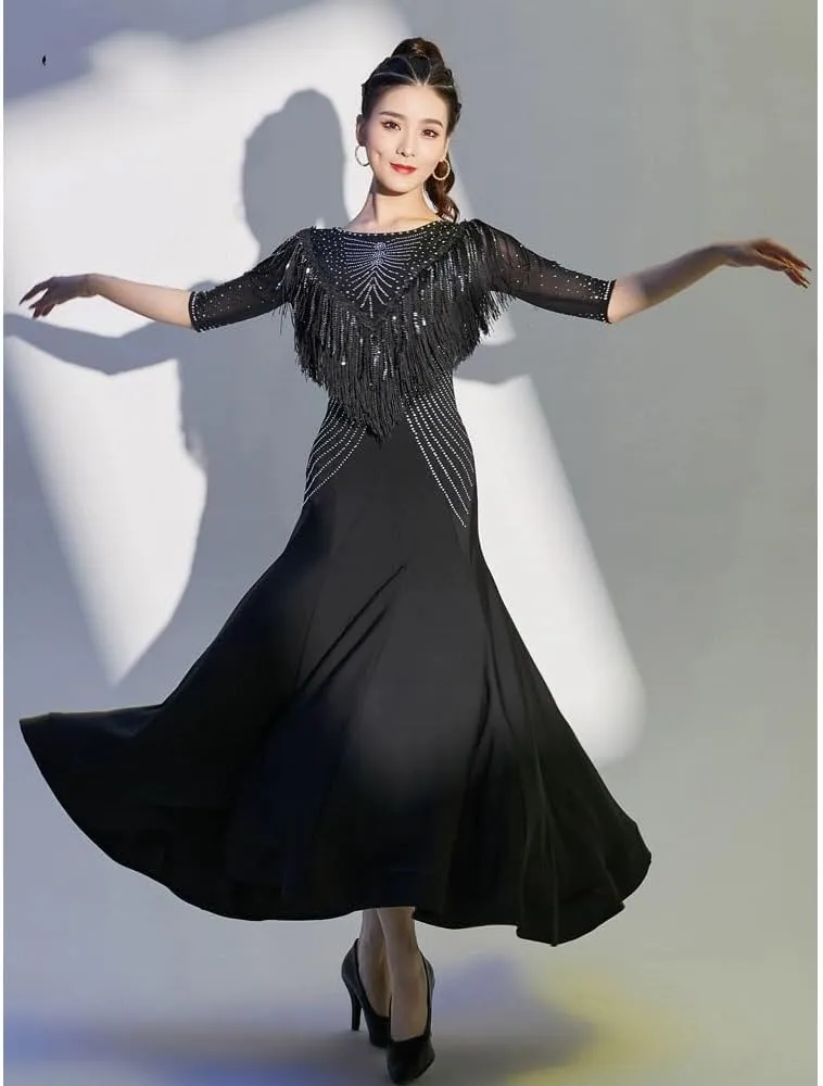 Standard Dance Dress Ballroom Competition Dresses Tassel Tango Waltz Modern Performance Costume Flamenco Practice Skirt