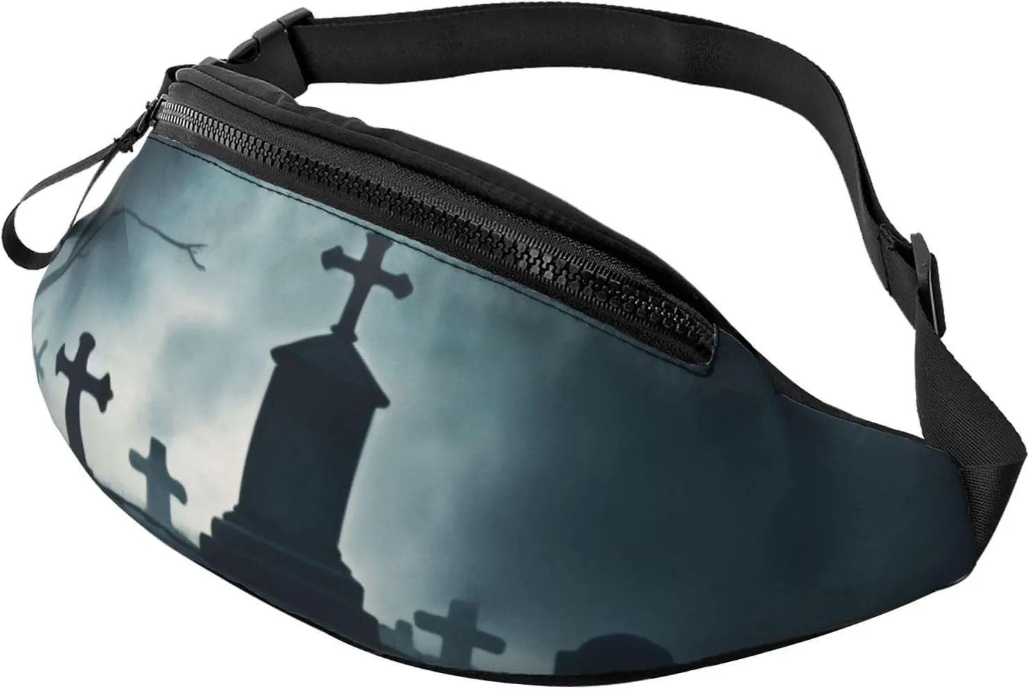 Stylish 3d Horror Ghost Skull Bumbags Waist Fanny Pack For Women Ladies Men Lightweight Bum Bag With Zip Pockets Adjustable Belt For Dog Walking Running Cycling Hiking Outdoor Sport