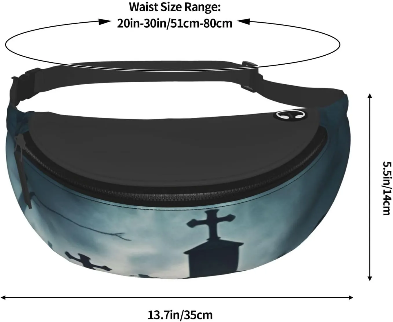 Stylish 3d Horror Ghost Skull Bumbags Waist Fanny Pack For Women Ladies Men Lightweight Bum Bag With Zip Pockets Adjustable Belt For Dog Walking Running Cycling Hiking Outdoor Sport