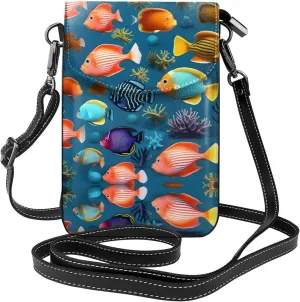 Submarine reef fish Small Crossbody Bags, Printed Cell Phone Purse with Card Slots, Shoulder Handbag with Strap