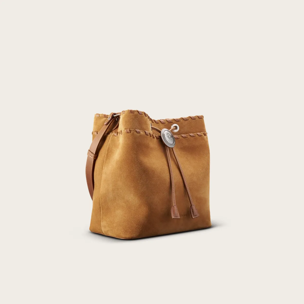 Suede Bolo Bucket Bag