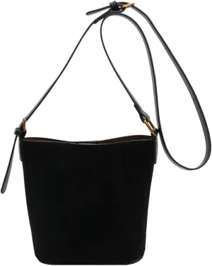 Suede Bucket Bag for Women Vintage Leather Shoulder Bag Tote Purse Minimalist Crossbody Handbag with Adjustable Strap