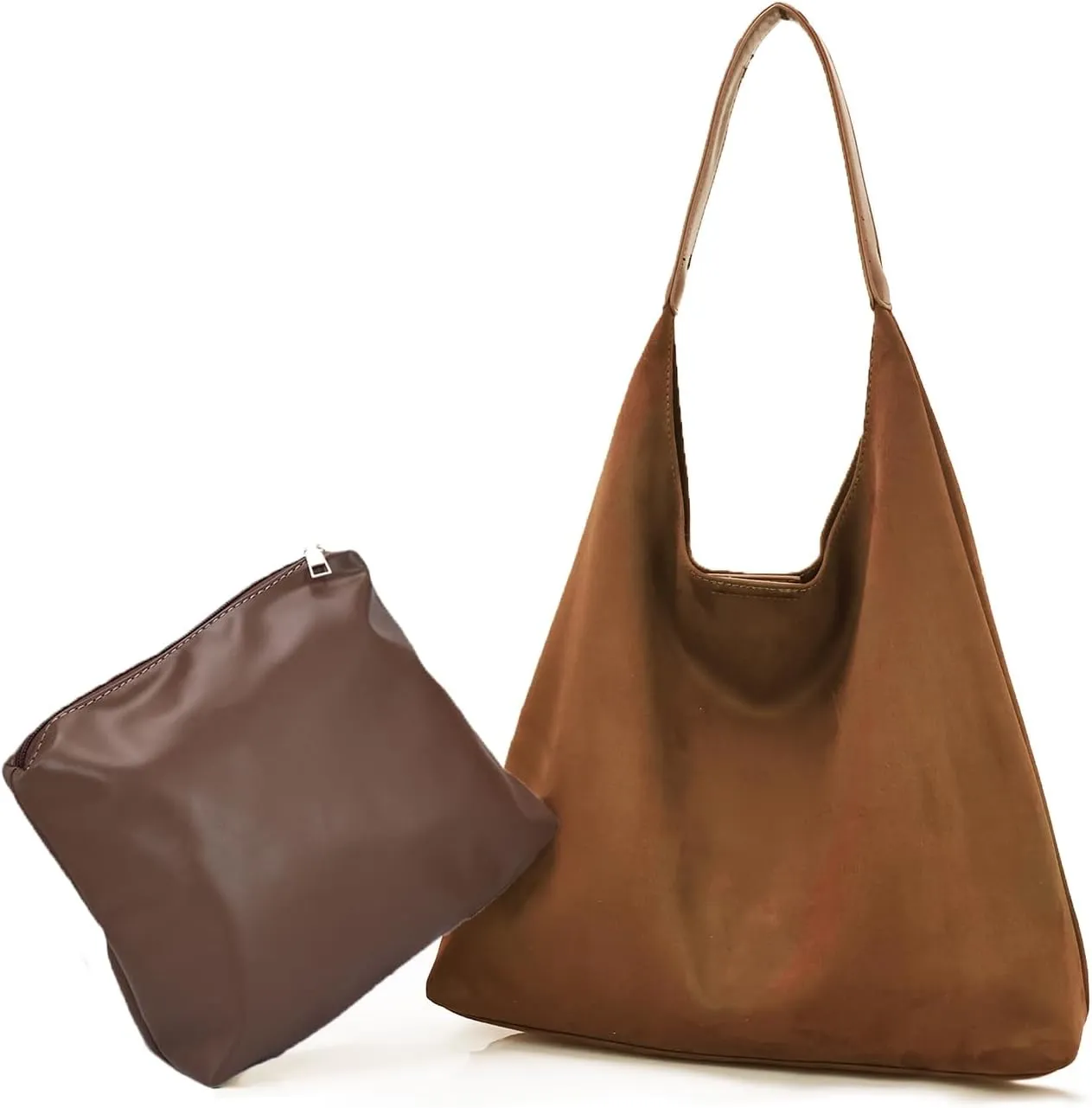 Suede Hobo Bag for Women-Suede Purse Slouchy Brown Tote Handbag, Large Shoulder bag for Travel and Work