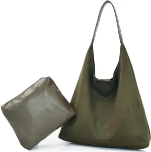 Suede Hobo Bag for Women-Suede Purse Slouchy Brown Tote Handbag, Large Shoulder bag for Travel and Work