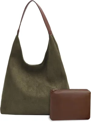 Suede Hobo Bags for Women Slouchy Shoulder Bags Trendy Tote Handbags Everyday Purses