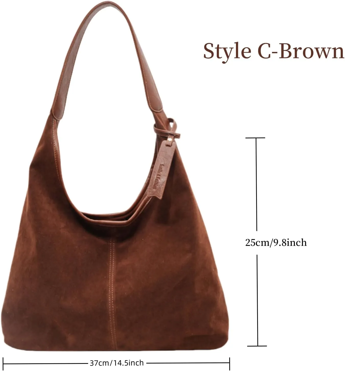 Suede Tote Bag for Women, Womens Purse Slouchy Hobo Handbag Brown Retro Top Handle Bag, Fashion Shoulder Satchel Work Bags