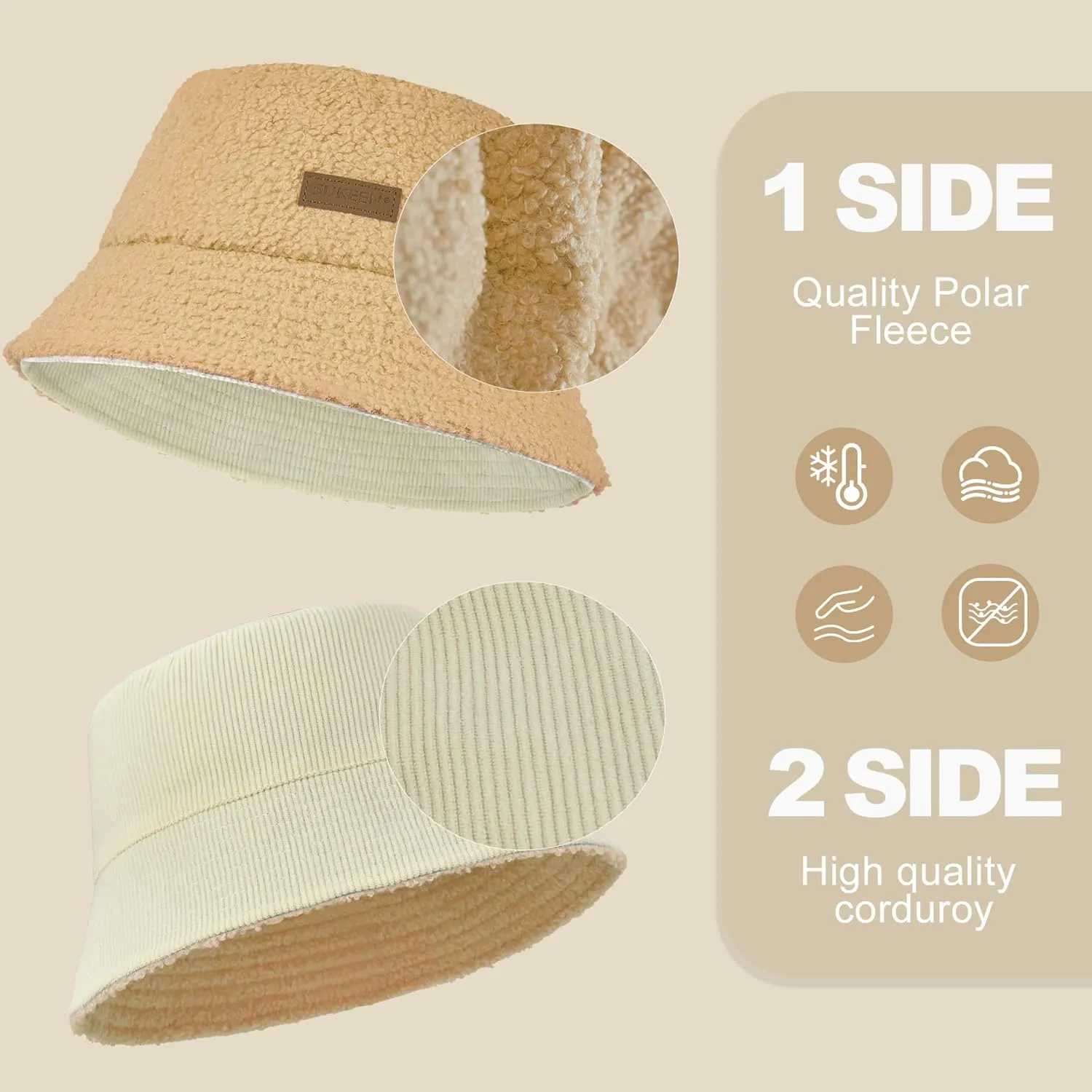 Sukeen Winter Bucket Hat for Women Men Double Side Wear Warm Hat Faux Fur Plush Winter Hat Trendy Fisherman Cap for Daily