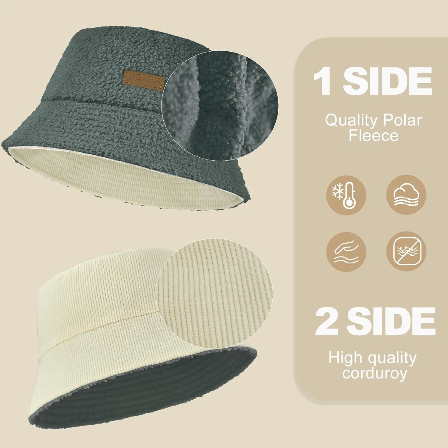 Sukeen Winter Bucket Hat for Women Men Double Side Wear Warm Hat Faux Fur Plush Winter Hat Trendy Fisherman Cap for Daily