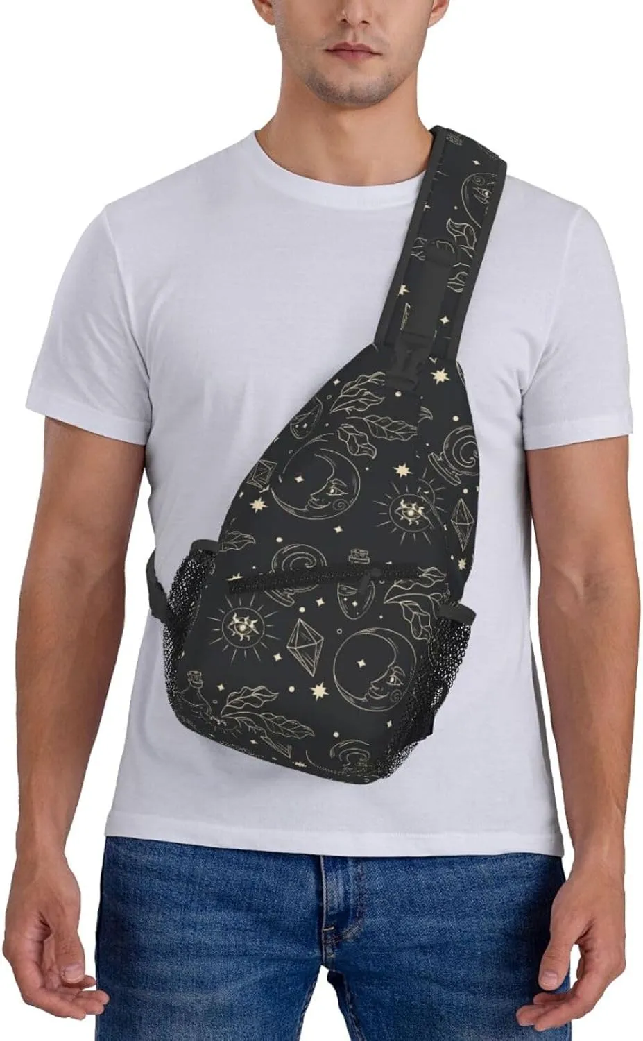 Sun And Moon Crossbody Sling Backpack Sling Bag Adjustable Chest Shoulder Daypack For Women Men
