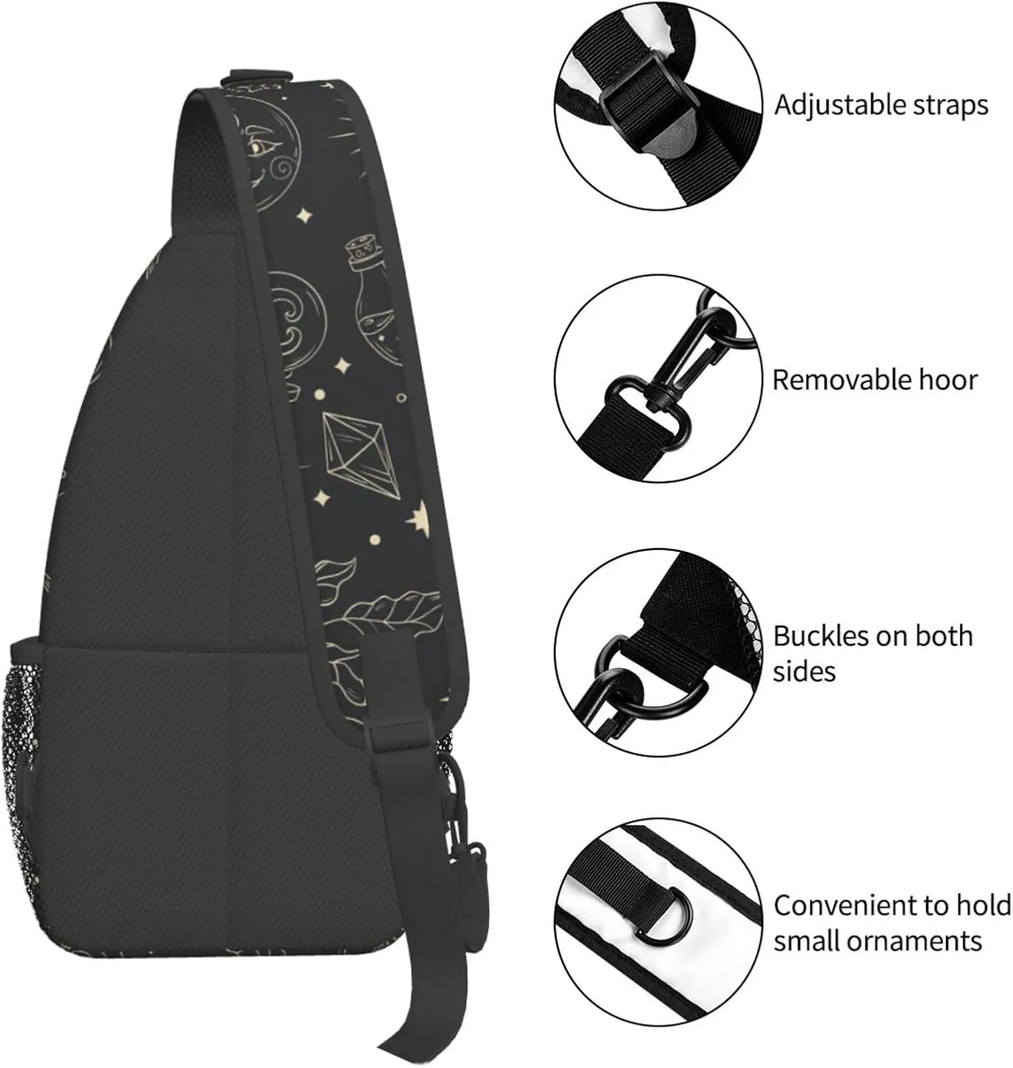 Sun And Moon Crossbody Sling Backpack Sling Bag Adjustable Chest Shoulder Daypack For Women Men