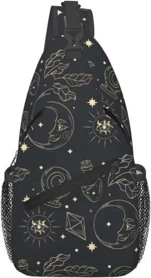 Sun And Moon Crossbody Sling Backpack Sling Bag Adjustable Chest Shoulder Daypack For Women Men