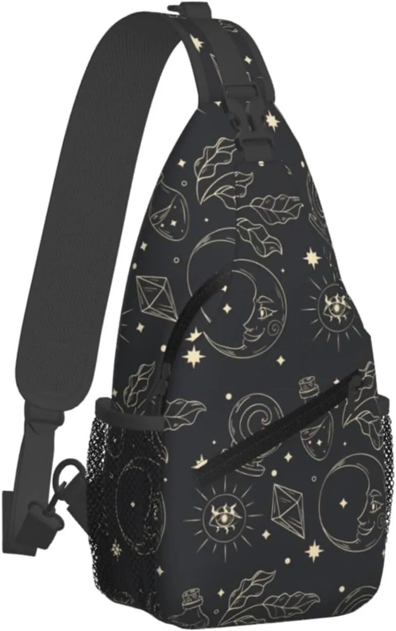 Sun And Moon Crossbody Sling Backpack Sling Bag Adjustable Chest Shoulder Daypack For Women Men