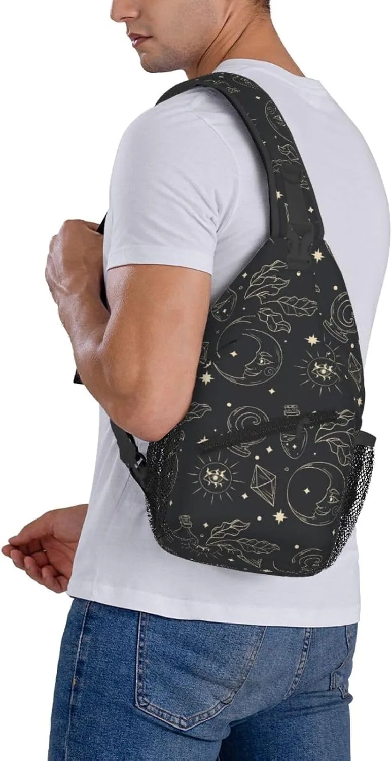 Sun And Moon Crossbody Sling Backpack Sling Bag Adjustable Chest Shoulder Daypack For Women Men