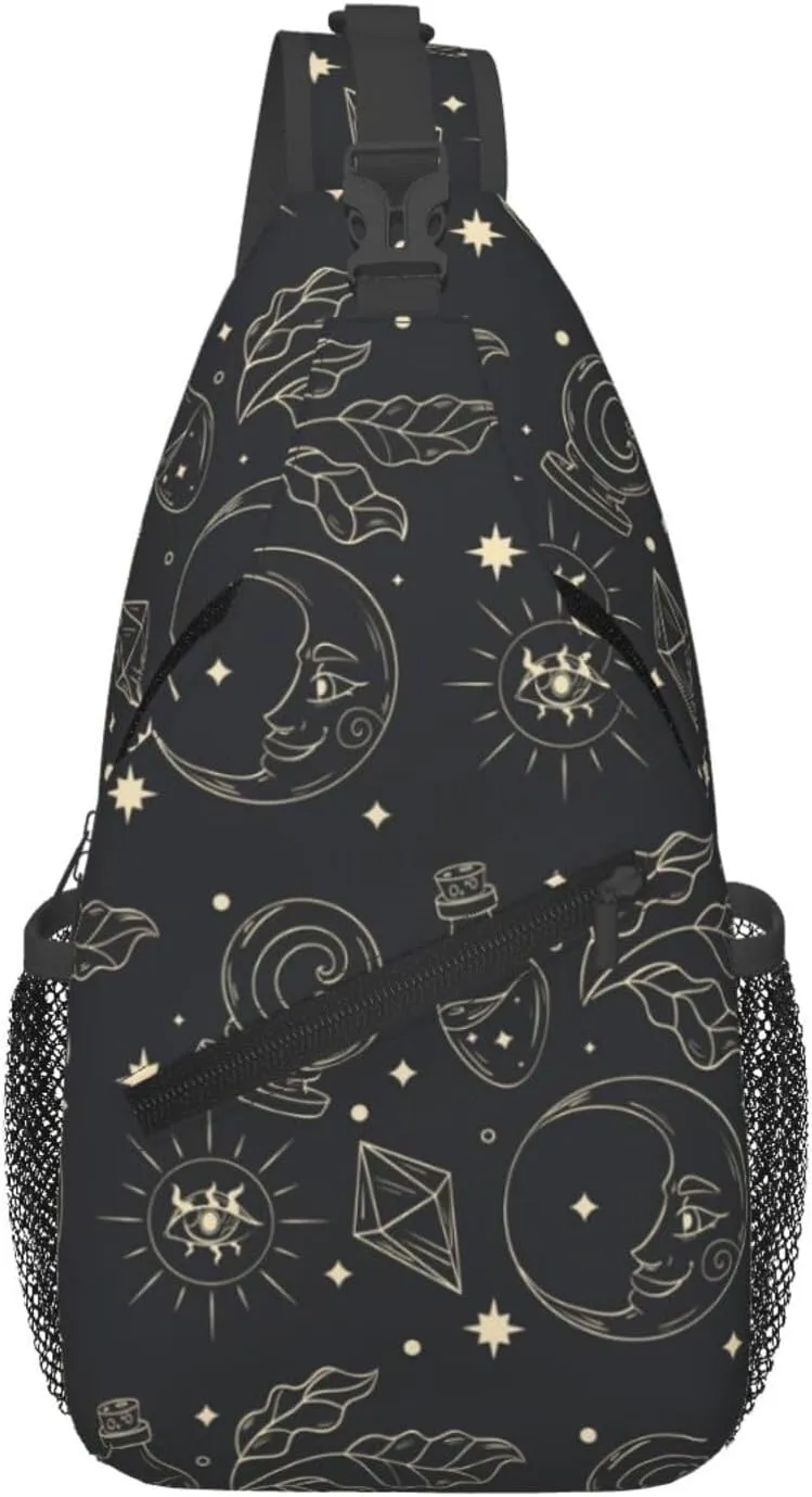 Sun And Moon Crossbody Sling Backpack Sling Bag Adjustable Chest Shoulder Daypack For Women Men