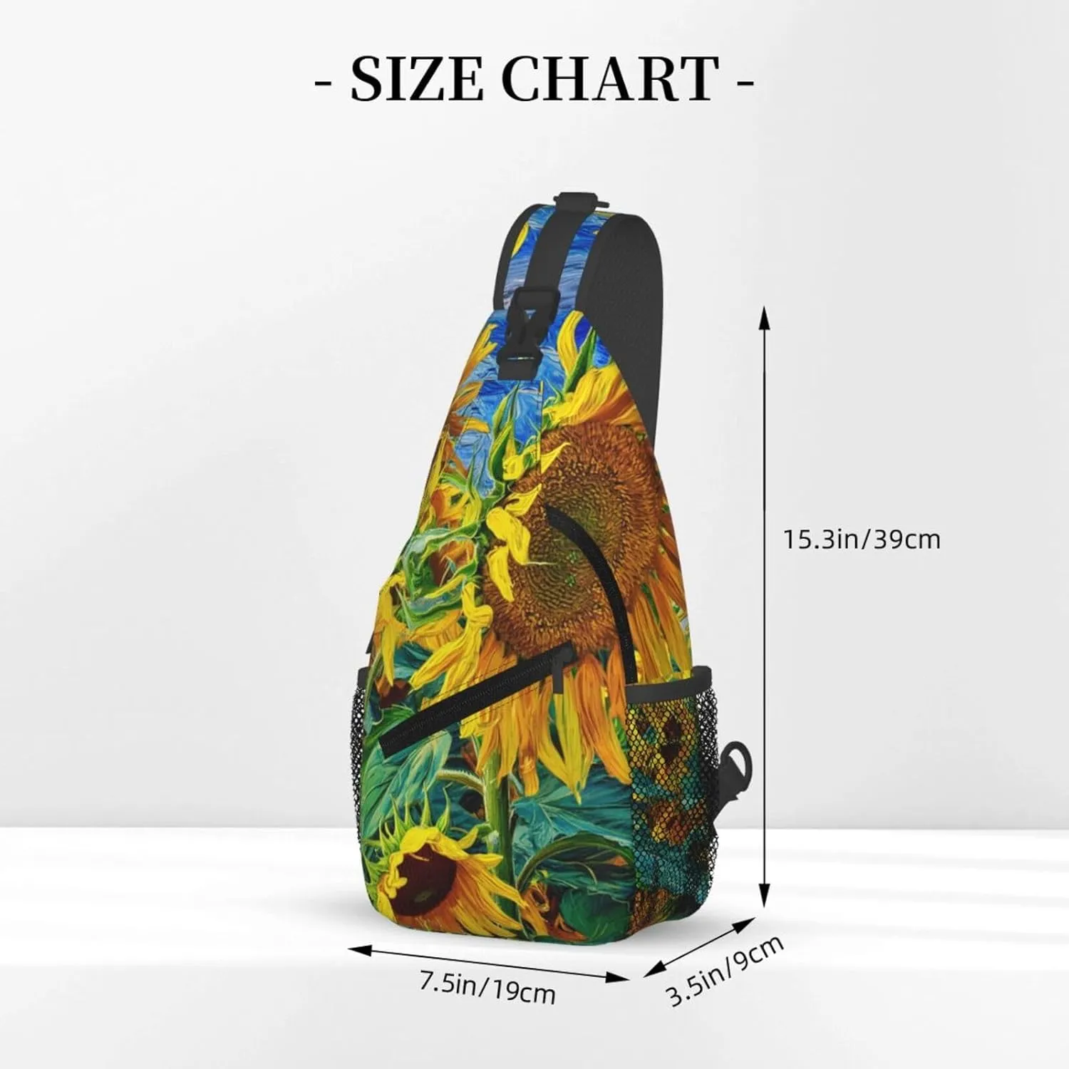 Sunflower Crossbody Sling Backpack Sling Bag Adjustable Chest Shoulder Daypack For Women Men