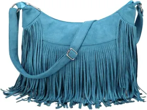 Sunwel Fashion Women Fringe Hobo Bag Western Purse Shoulder Bag Vegan Suede Tassel Hippie Crossbody Bag